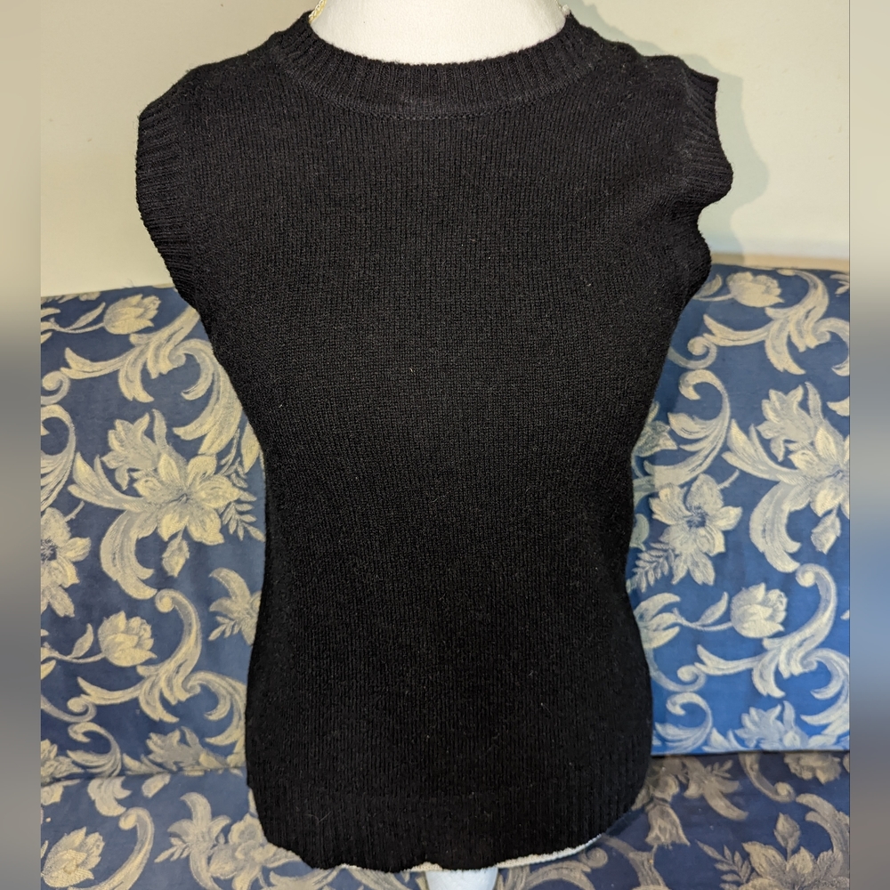 R Brand Black Lamb's Wool Sweater Vest